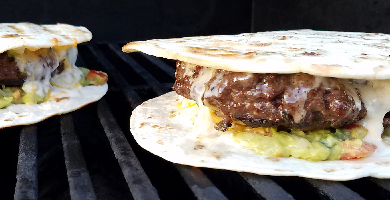 Grilled Venison Quesadilla Burger with Guacamole Recipe